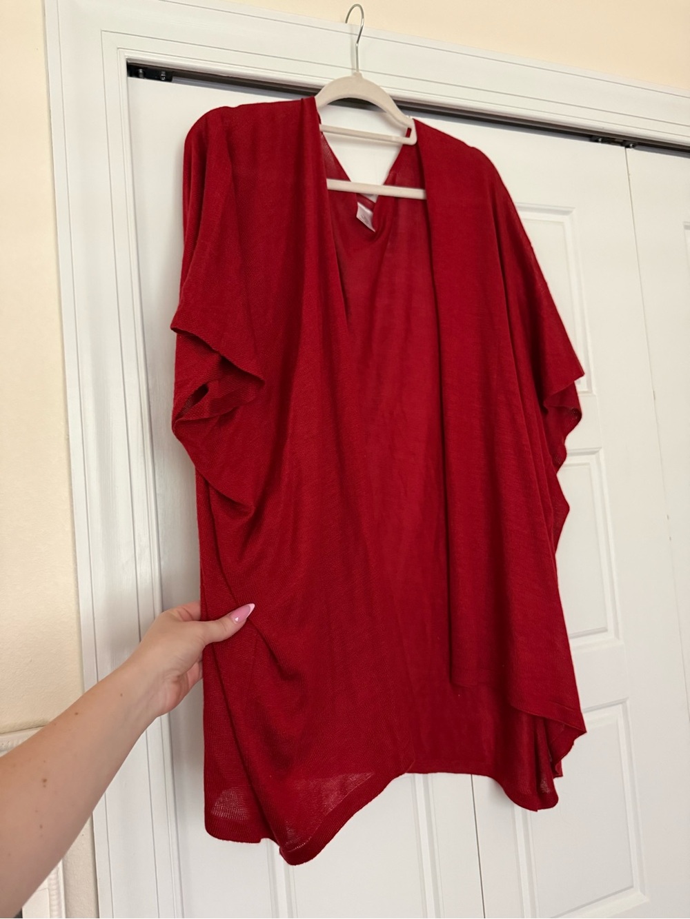 Red Open-Front Kimono Cardigan